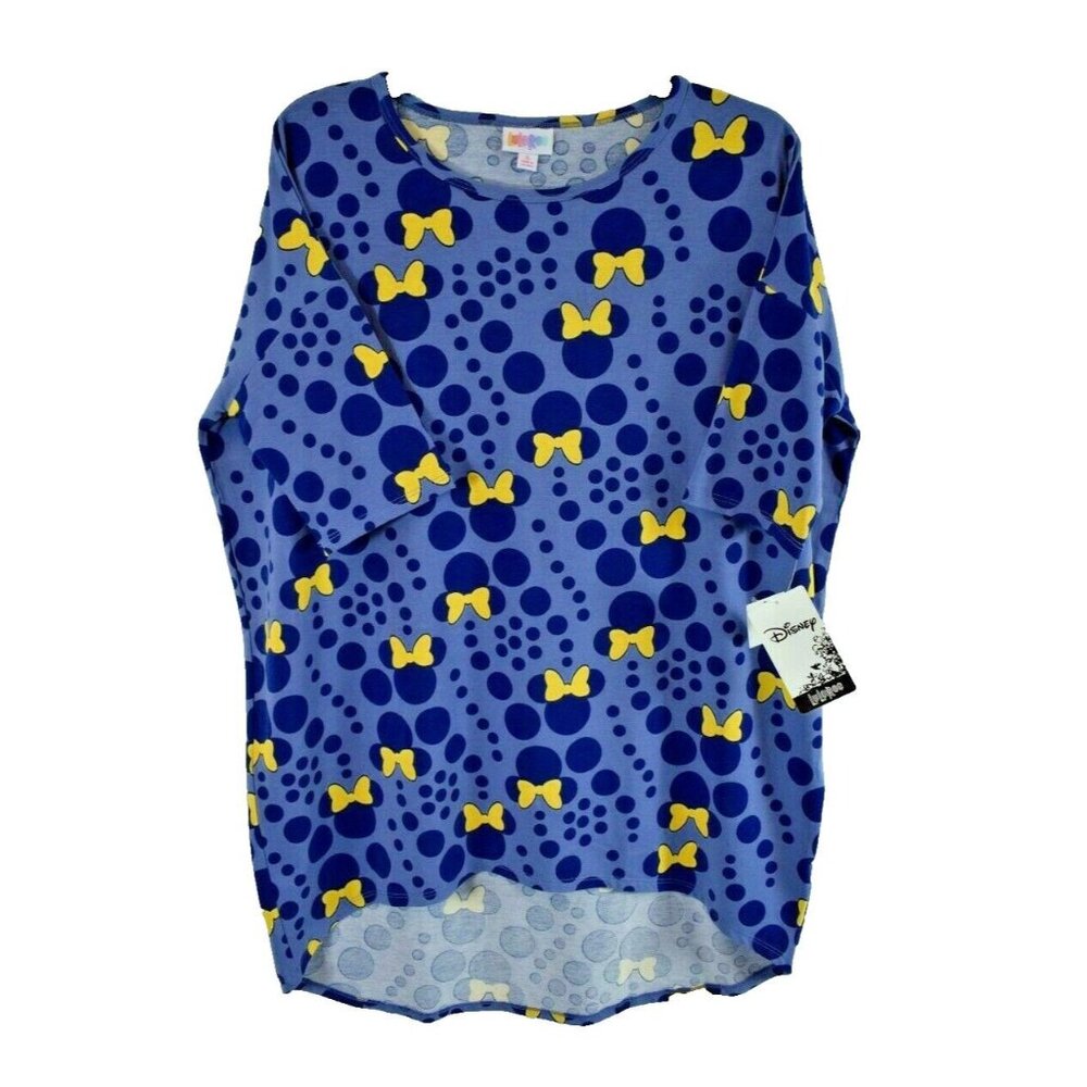 LuLaRoe Misses Small Disney Blue Minnie Mouse Short Sleeve Irma Tunic (New)